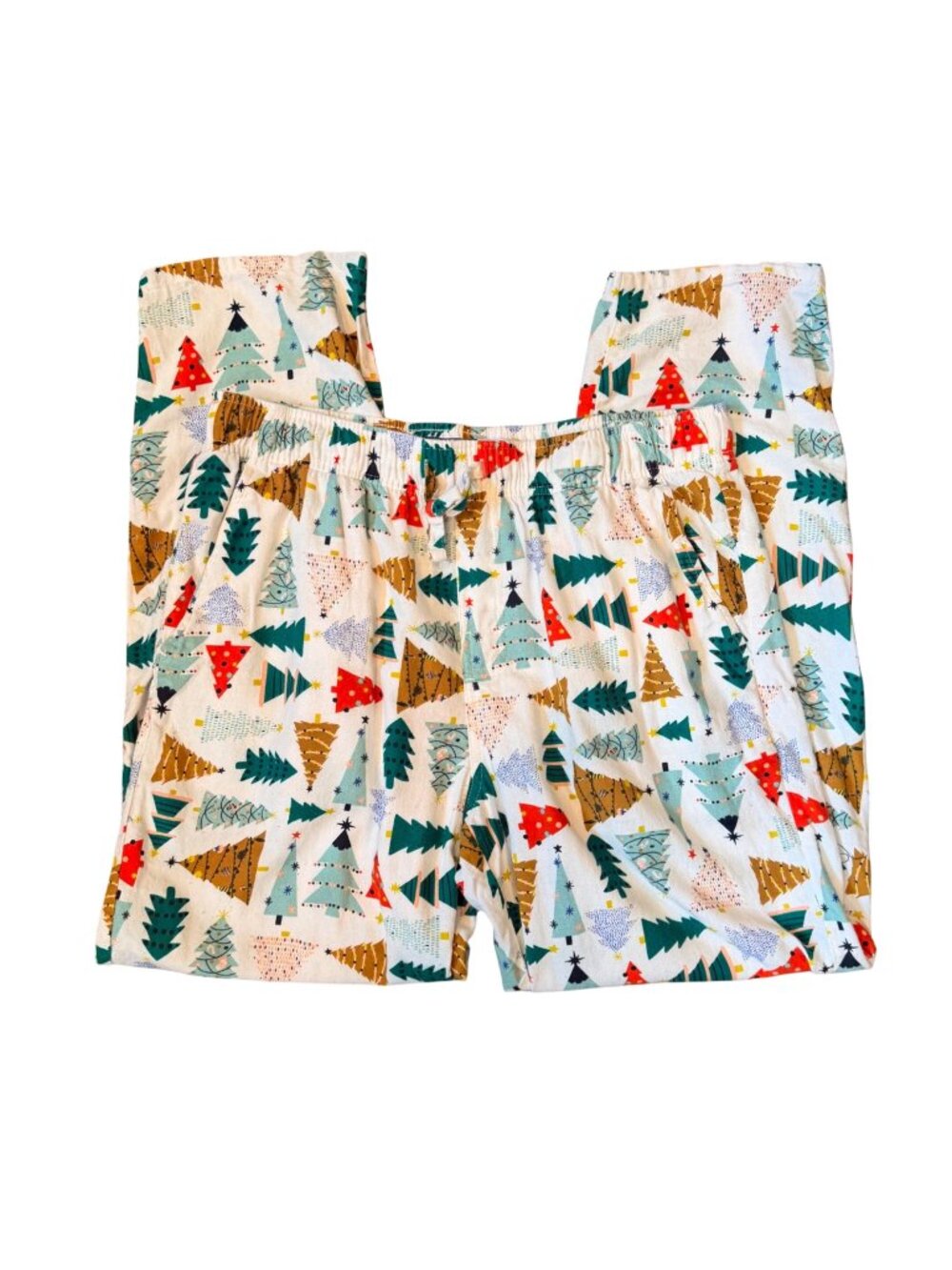 Old Navy Christmas Tree Pajama Pants Festive Holiday Lounge Wear Size L 100% Cot